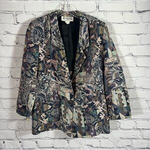 Vintage Lawrence Philadelphia Woven Multi Color Design Blazer (B13)